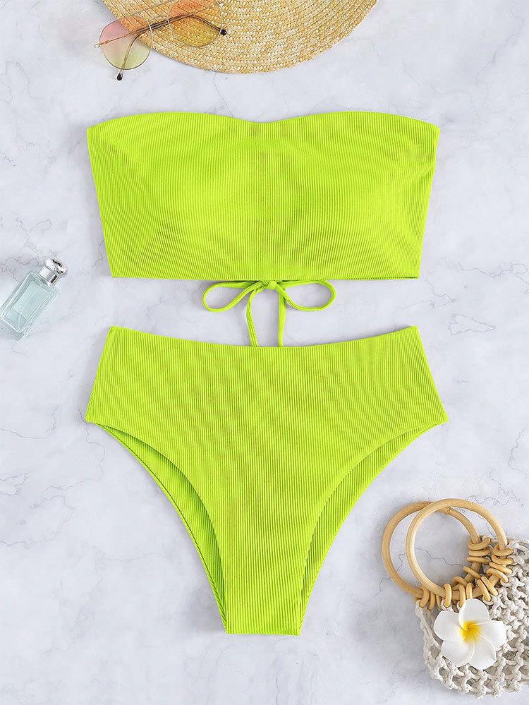 Damen Bandeau-Bikini mit verstellbarem Höschen und raffiniertem Design Drune