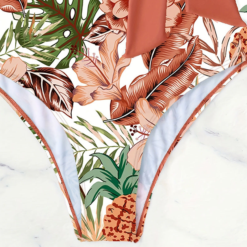 Damen Einteiliger Badeanzug mit lässigem Wickeldesign und floralem Muster Drune
