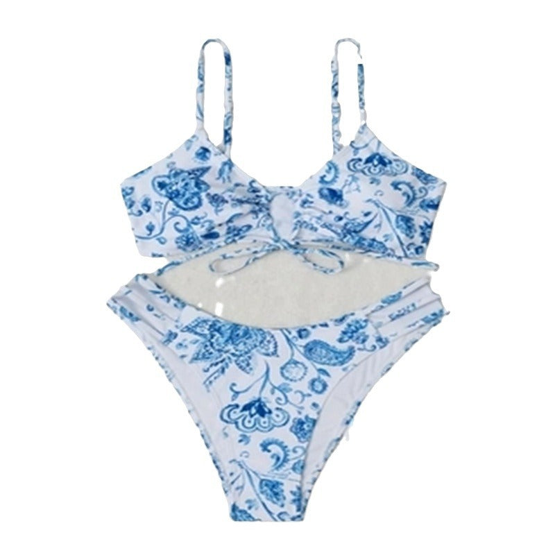 Damen Bikini-Set mit floralem Wickeldetail und hochgeschnittenem Slip Drune