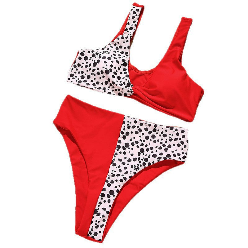 Damen Buntes Bikini mit asymmetrischem Schnitt und hoher Taille Drune