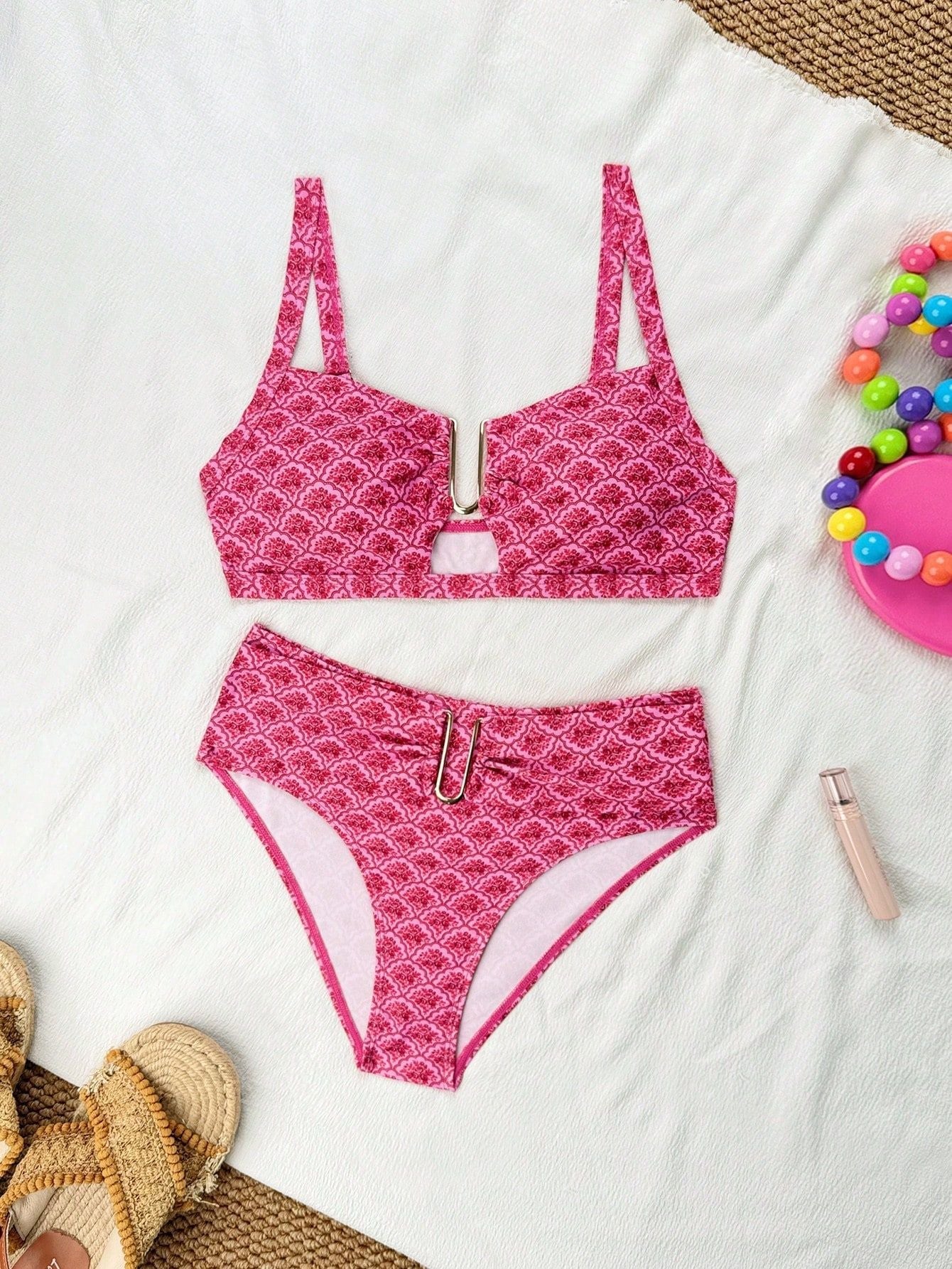 Damen Bikiniset mit modischem Verschluss und floralem Design Drune