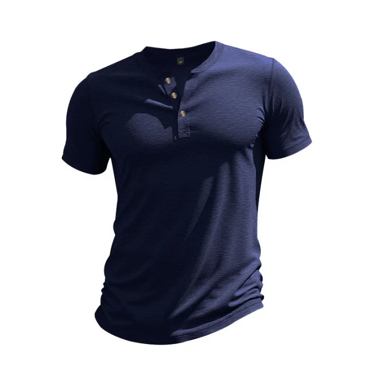 Herren Sommer Slim Fit Henley T-shirt