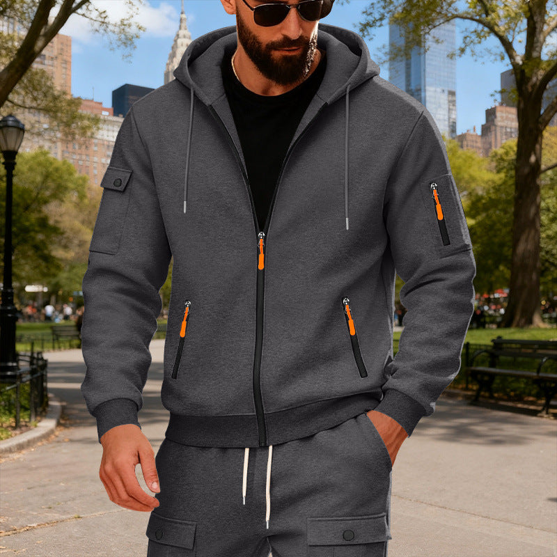 Herren sportlicher Kapuzenpullover mit modischen Schnellverschlüssen und praktischen Taschen Drune