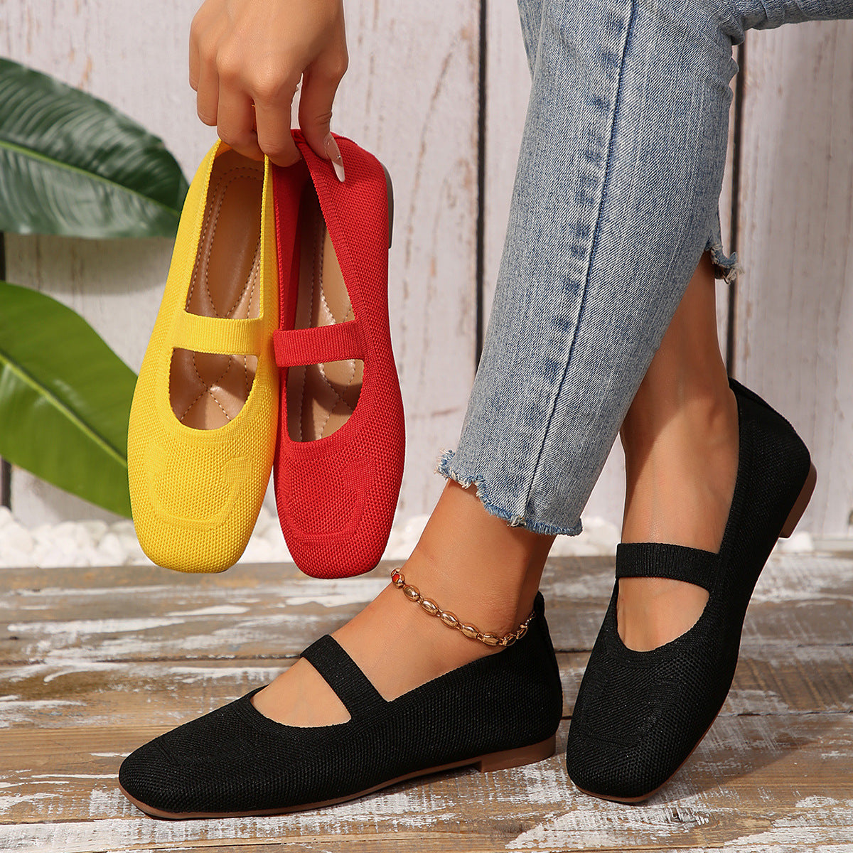 Damen Sommer Slip On Ballerina Schuhe