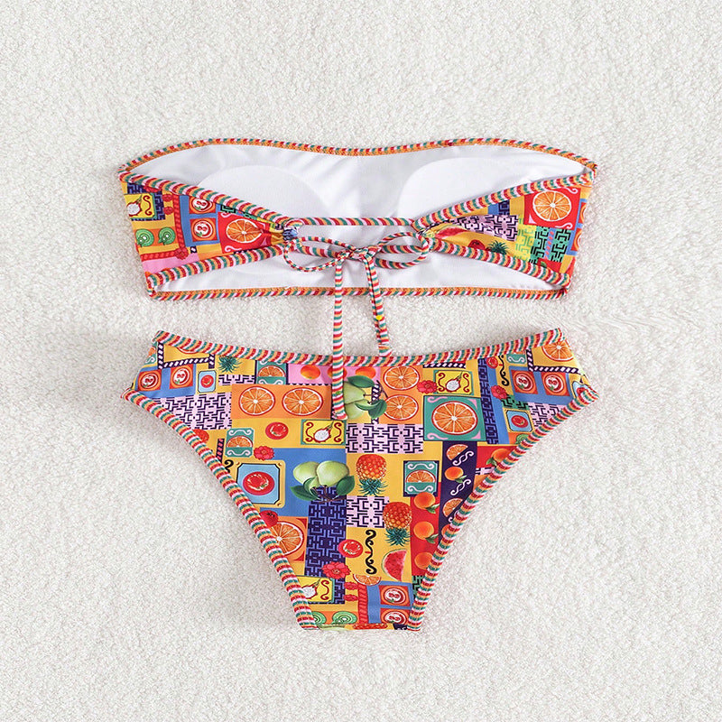 Damen Bikini-Set mit bandeau Oberteil und hohem Beinausschnitt Drune