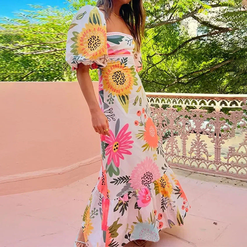 Damen Maxi-Kleid mit floralen Mustern Drune