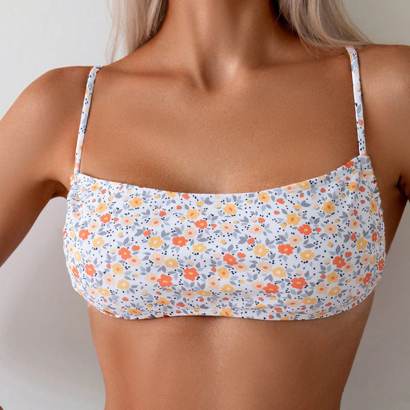Damen Bikini-Oberteil mit verstellbaren Trägern und floraler Druck Drune