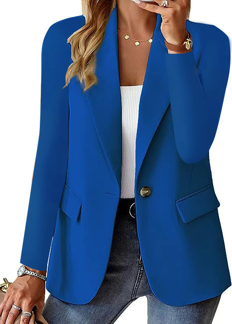 Damen Eleganter Casual Blazer mit Modernen Taschen und Dezentem Knopf Drune