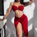 Damen Bikini-Set mit hoch geschnittenem Slip und verstellbarem Wickeltuch Drune
