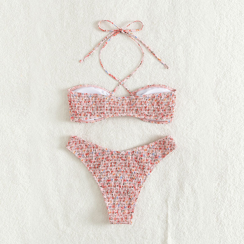 Damen Bandeau-Bikini mit geflochtenem Design und verstellbaren Trägern Drune