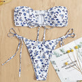 Damen Bandeau-Bikini mit floralem Cut-Out-Design und verstellbaren Trägern Drune