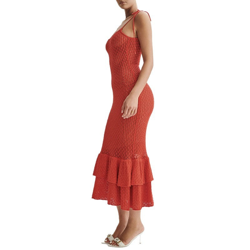 Damen Häkelkleid mit voluminösem Rüschenbesatz Drune