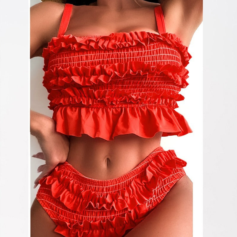Damen Bikinihose mit voluminösen Rüschendetails Drune