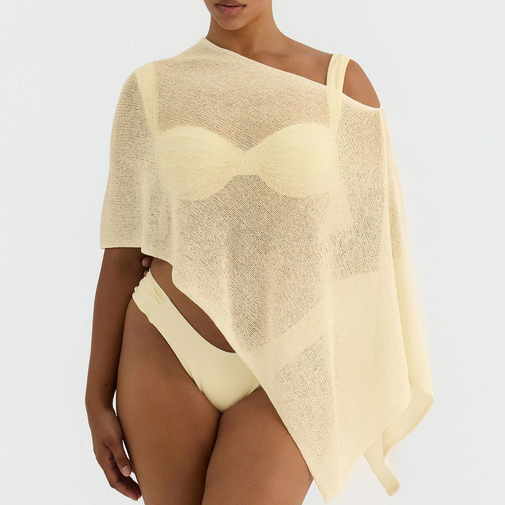 Damen transparenter Strandüberwurf mit asymmetrischem Schnitt und elegantem Design Drune