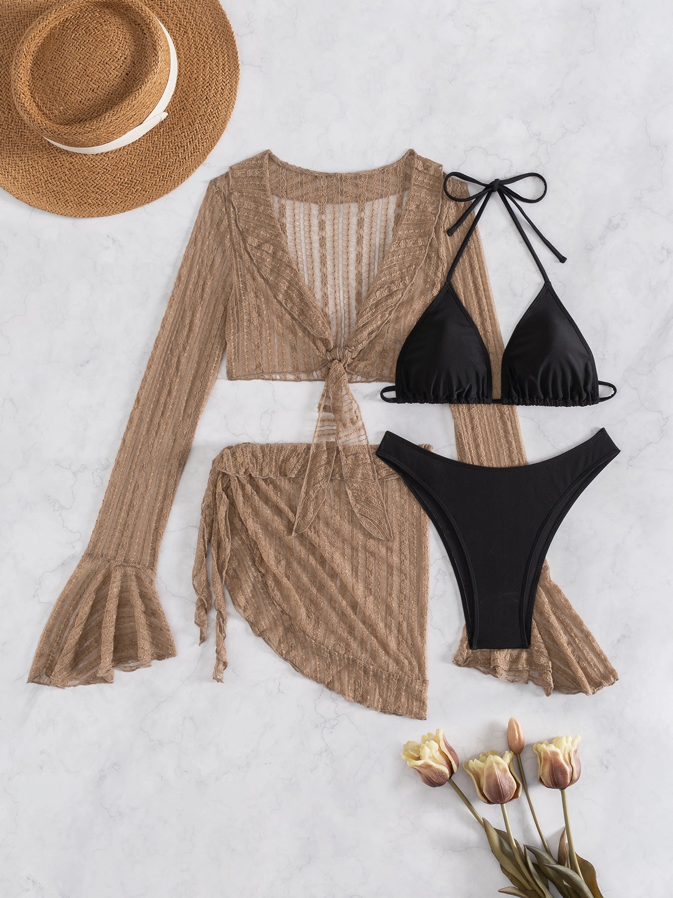 Damen Bikini-Set mit crop-top und lässigem Wickelrock Drune