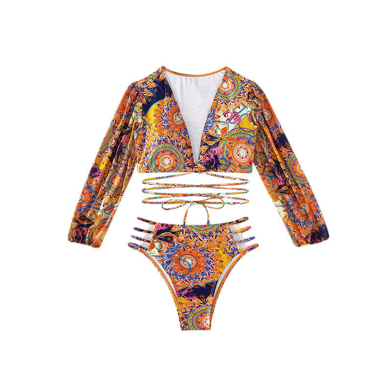 Damen Bikiniset mit langärmligem Oberteil und stylischem Cut-Out Drune