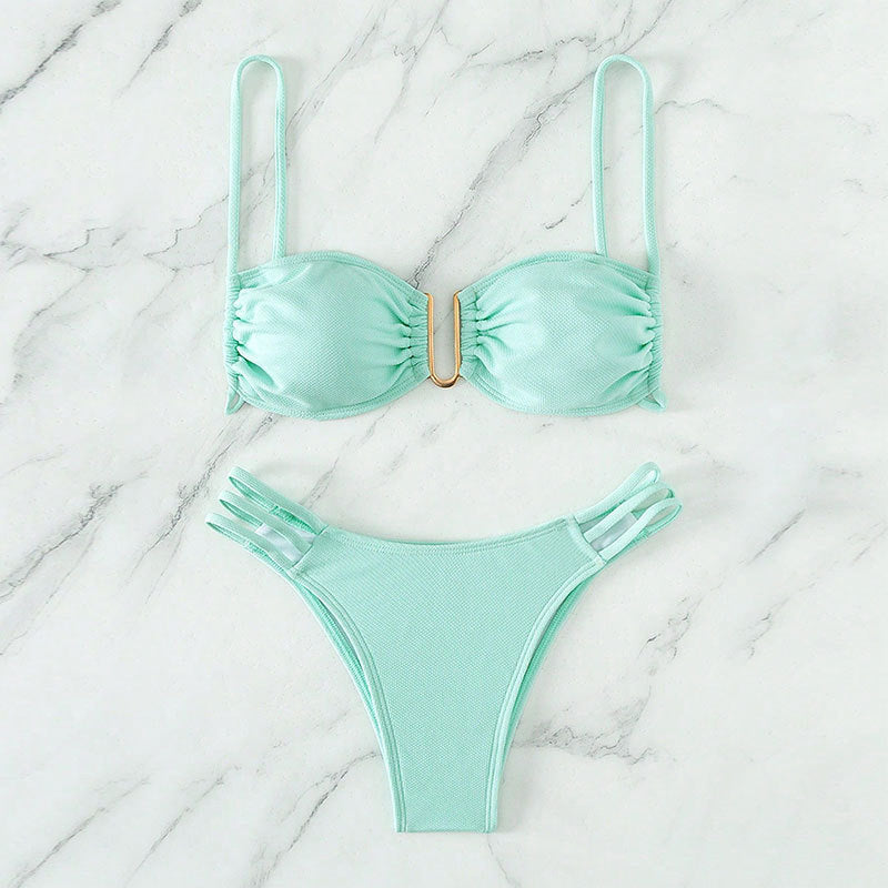 Damen Bikini-Set mit modischem Push-Up-Oberteil und elegantem Gummidetail Drune