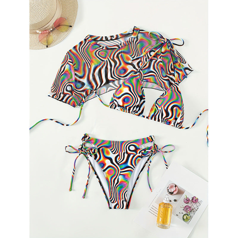 Damen Bikini-Set mit transparentem Oberteil und verstellbaren Trägern Drune