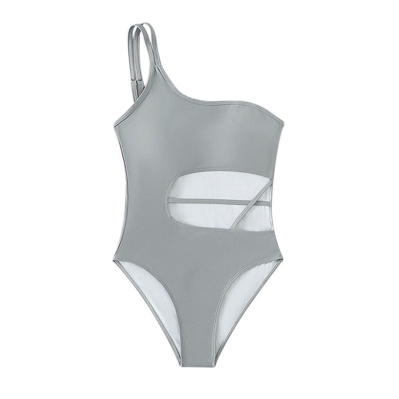 Damen Einteiler Badeanzug mit asymmetrischem Schnitt und modischem Cut-Out Drune