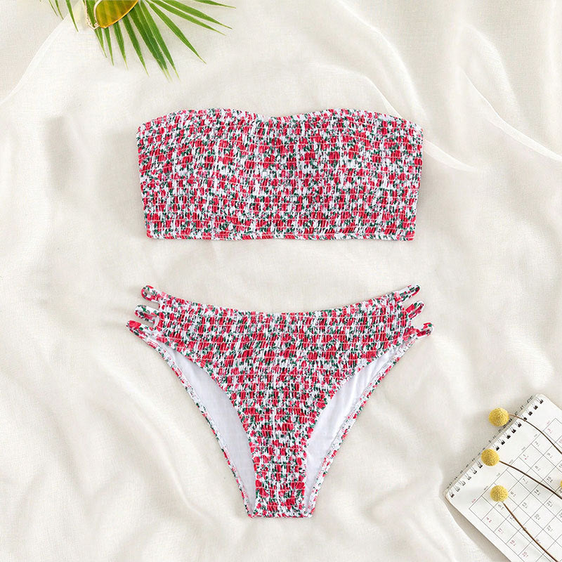 Damen Bandeau-Bikini mit raffinierten Rüschendetails und verstellbaren Trägern Drune