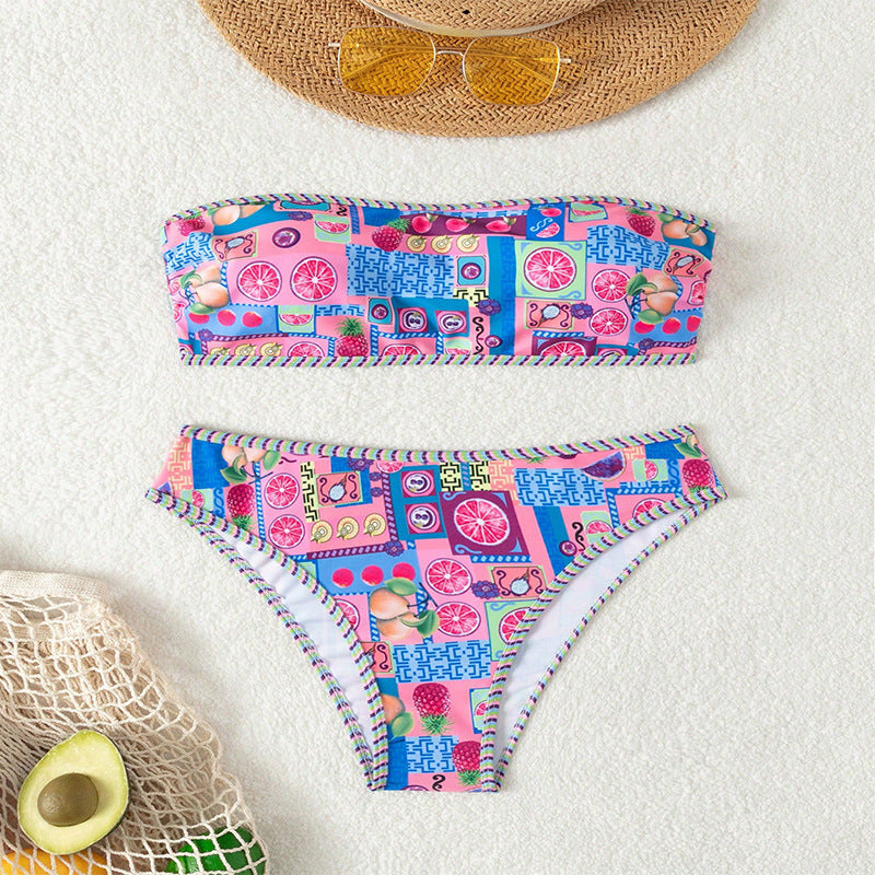 Damen Bikini-Set mit bandeau Oberteil und hohem Beinausschnitt Drune