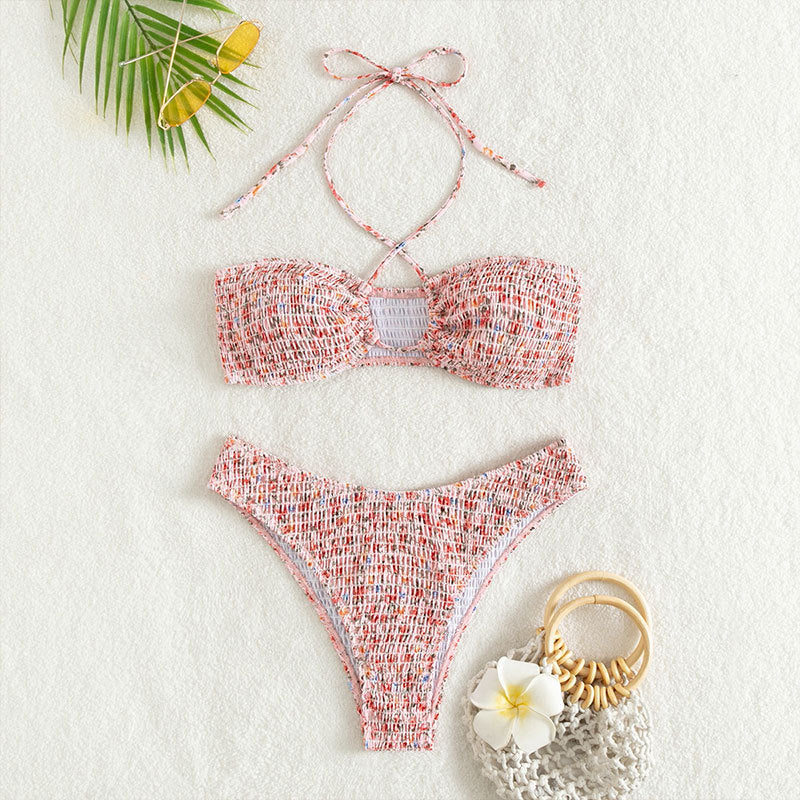 Damen Bandeau-Bikini mit geflochtenem Design und verstellbaren Trägern Drune