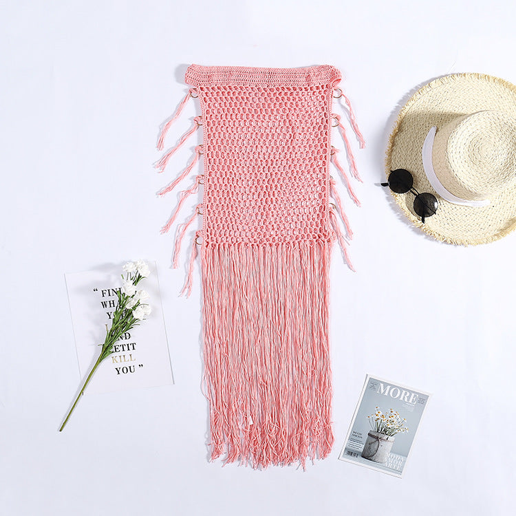 Damen Häkel-Strandponcho mit Fransen und dekorativen Muscheldetails Drune