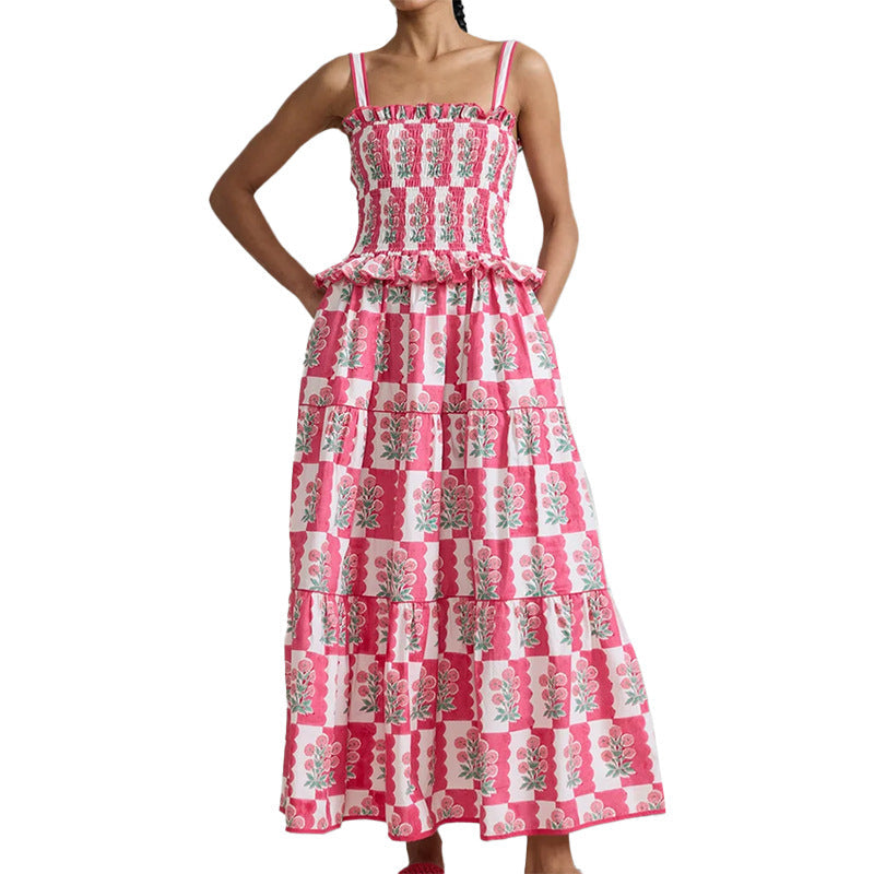 Damen maxikleid mit raffiniertem Blütenmuster Drune