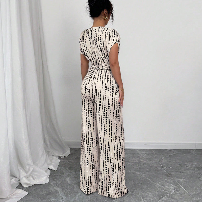 Bianca | Damen Overall One-Shoulder Weites Bein Print Elegant