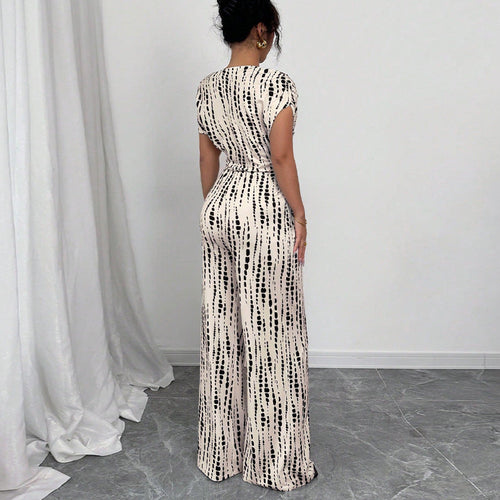 Bianca | Damen Overall One-Shoulder Weites Bein Print Elegant