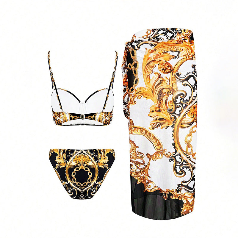 Damen Bikini-Set mit elegantem Wickelrock und verspieltem Oberteil Drune