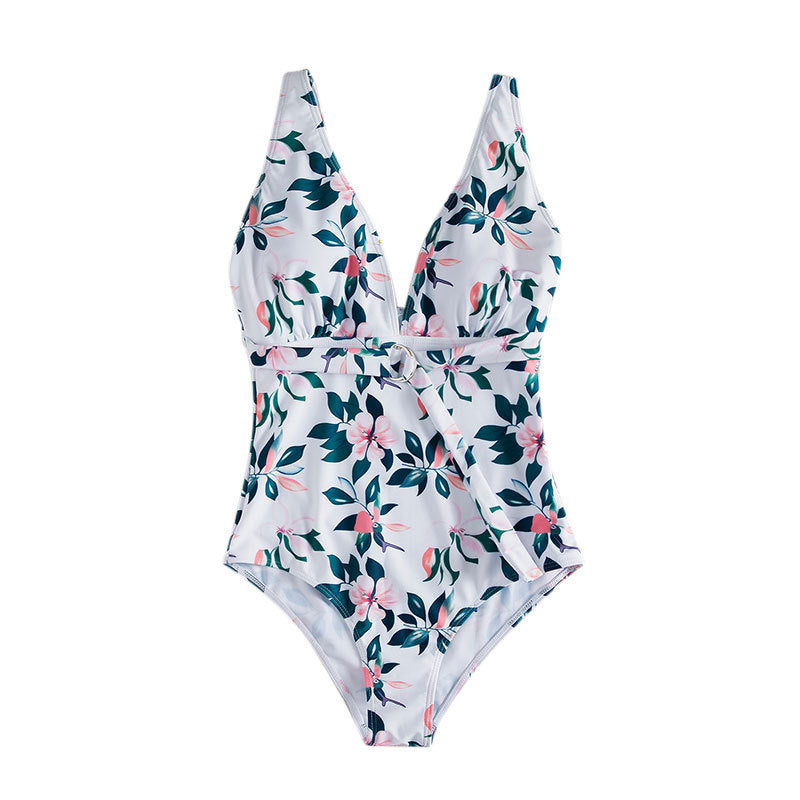 Damen Einteiler Badeanzug mit Wickeldetail und floralem Design Drune