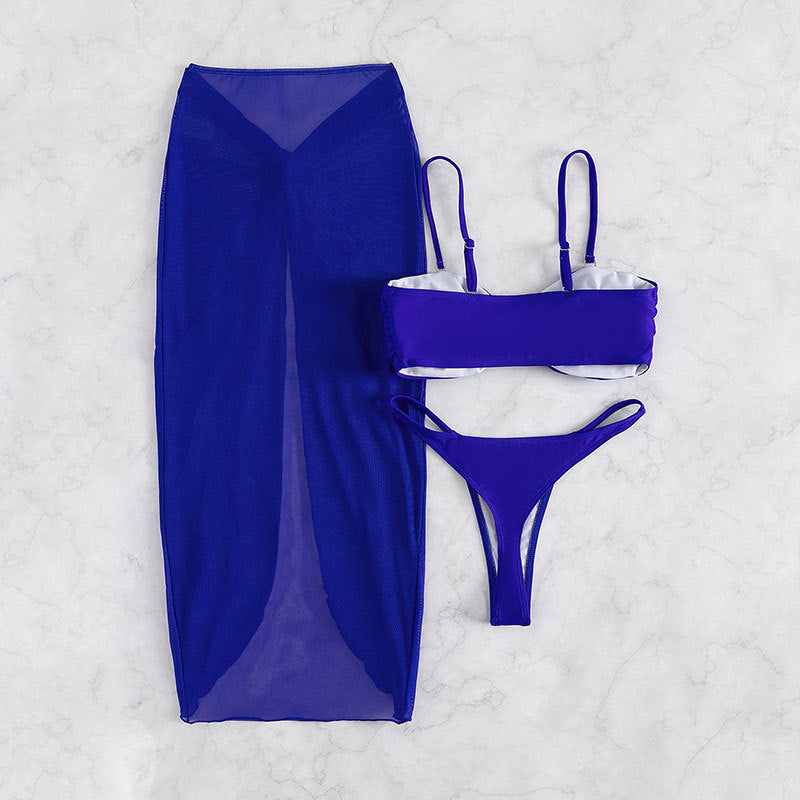 Damen Bikini-Set mit hoch geschnittenem Slip und verstellbarem Wickeltuch Drune