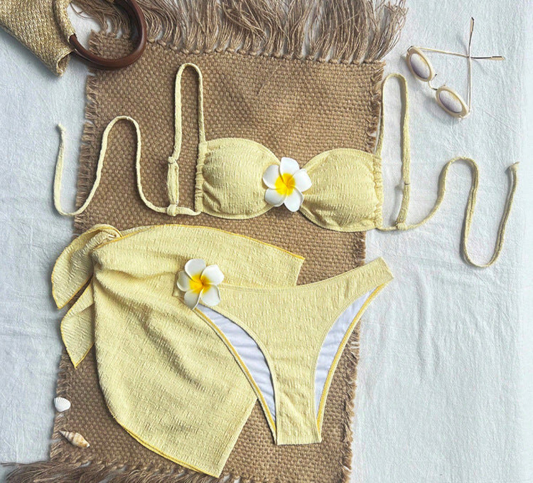 Damen Badeanzug-Set mit elegantem Bandeau-Oberteil und hoch geschnittenem Unterteil Drune