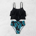 Damen Bikini-Set mit elegantem Volant-Oberteil und hochgeschnittenem Unterteil Drune