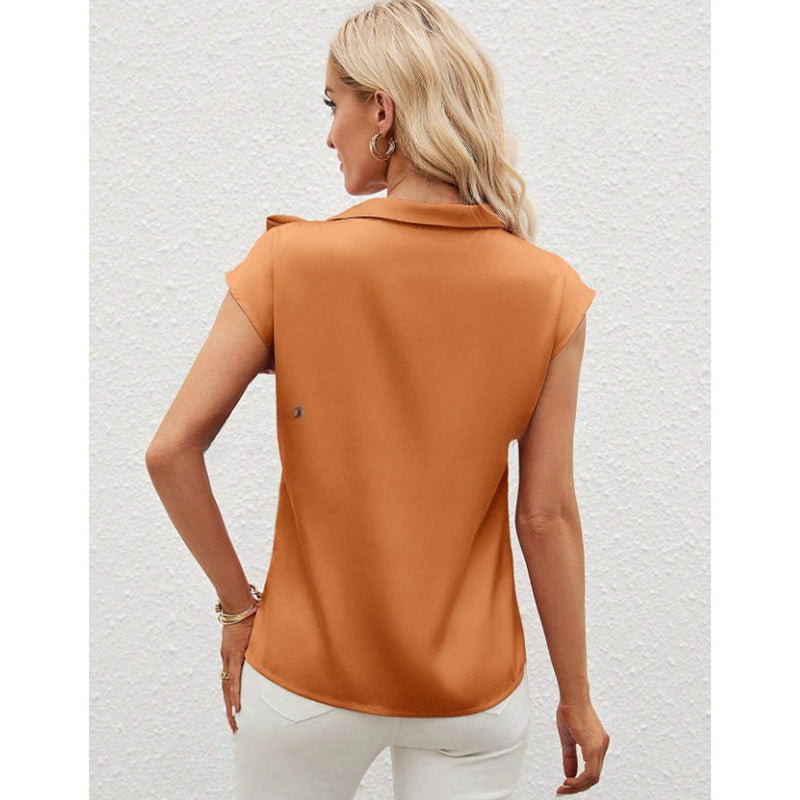 Damen Elegante Satinbluse mit Schleifendetail Drune