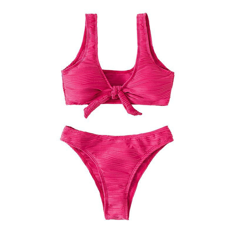 Damen Bikini-Set mit Knotenverschluss und hoch geschnittenem Höschen Drune