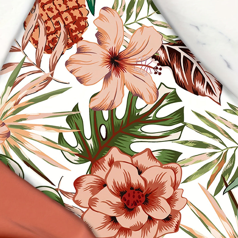 Damen Einteiliger Badeanzug mit lässigem Wickeldesign und floralem Muster Drune