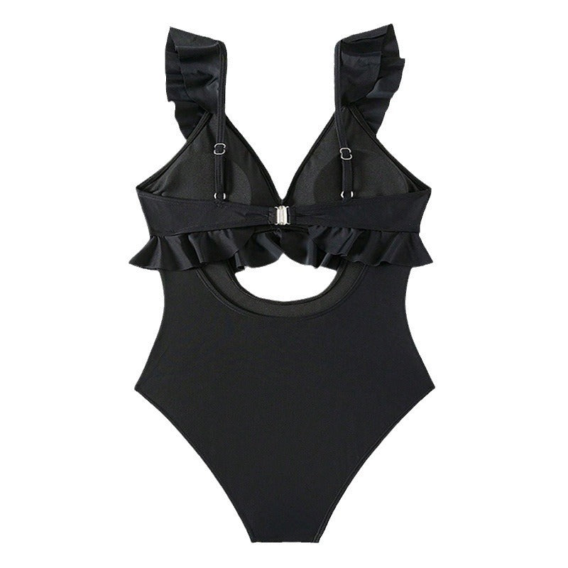 Damen Einteiler Badeanzug mit voluminösen Rüschendetails und eleganten Cut-Outs Drune