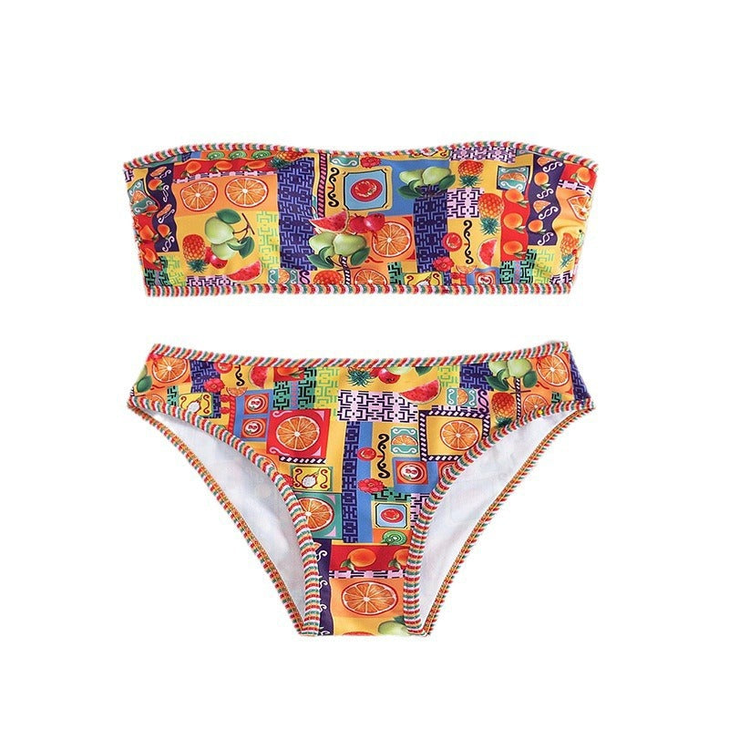 Damen Bikini-Set mit bandeau Oberteil und hohem Beinausschnitt Drune