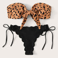 Damen Bandeau-Bikini-Set mit gepolstertem Oberteil und verstellbarem Höschen Drune