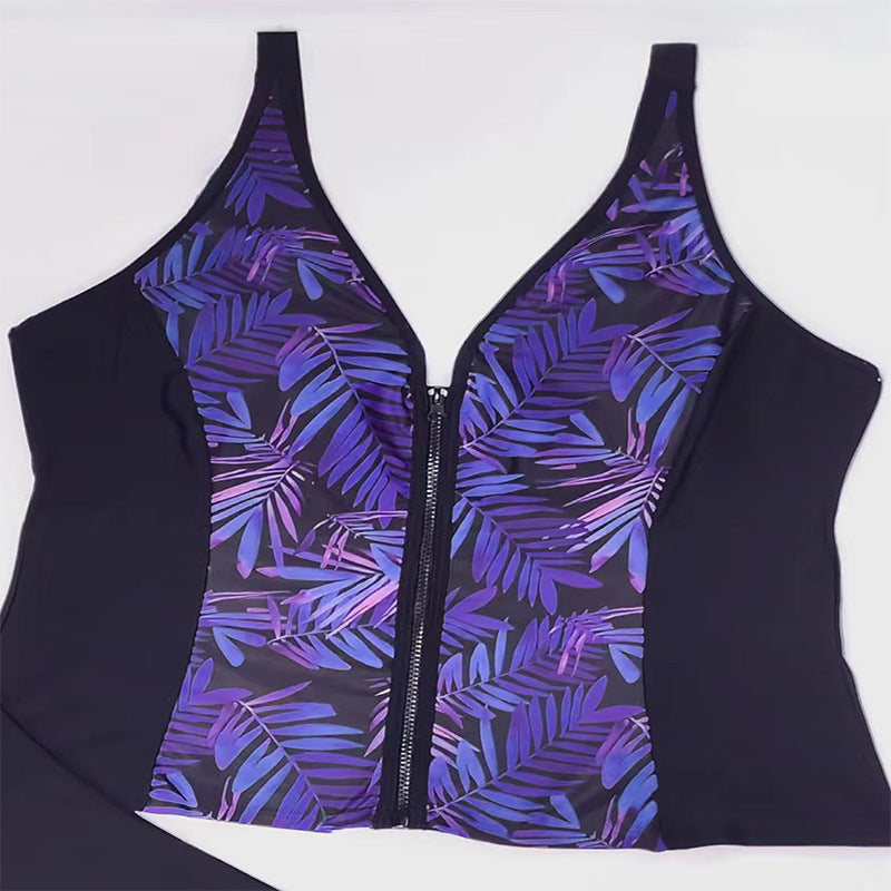 Damen Bikini-Set mit modischem Zip-Oberteil und bequemen High-Waist-Slip Drune