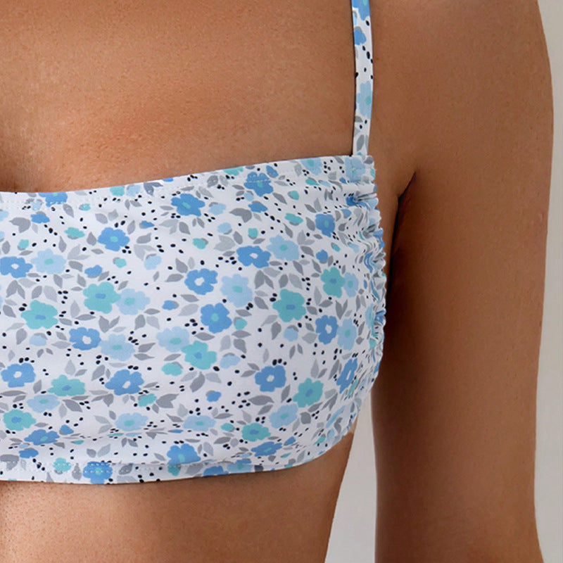Damen Bikini-Oberteil mit verstellbaren Trägern und floraler Druck Drune