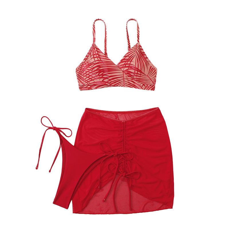 Damen Bikini-Set mit verstellbaren Trägern und transparentem Rock Drune