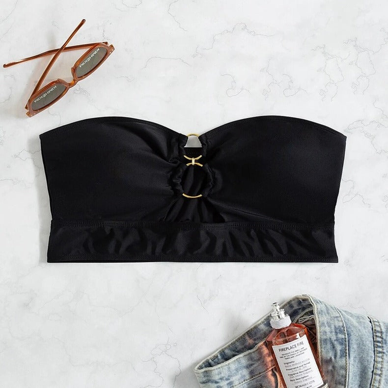 Damen Bandeau-Top mit dekorativem Ring Drune