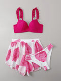 Damen Bikini-Set mit Rüschendetails und fließendem Rock Drune
