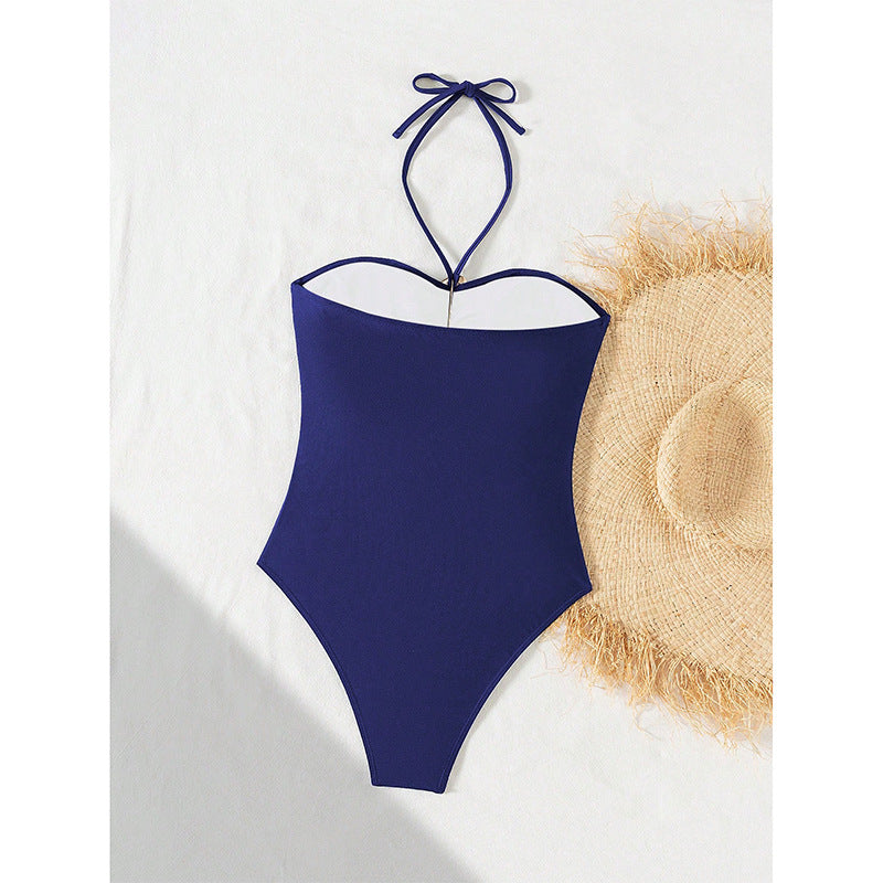Damen Einteiler Badeanzug mit dekorativem Cut-Out und schmalen Trägern Drune