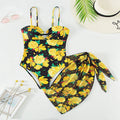 Damen Einteiler Badeanzug mit elegantem Wickelrock und floralem Muster Drune