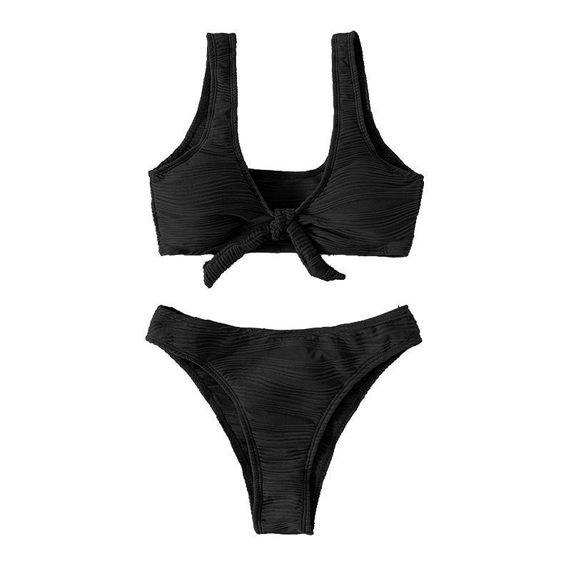Damen Bikini-Set mit Knotenverschluss und hoch geschnittenem Höschen Drune