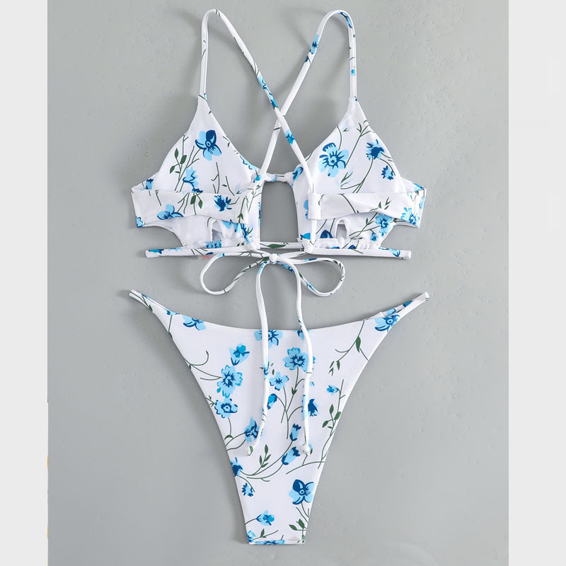 Damen Bikiniset mit verstellbaren Trägern und floralem Musterdruck Drune